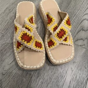 Handcrafted Crochet Sandals - Yellow and Brown